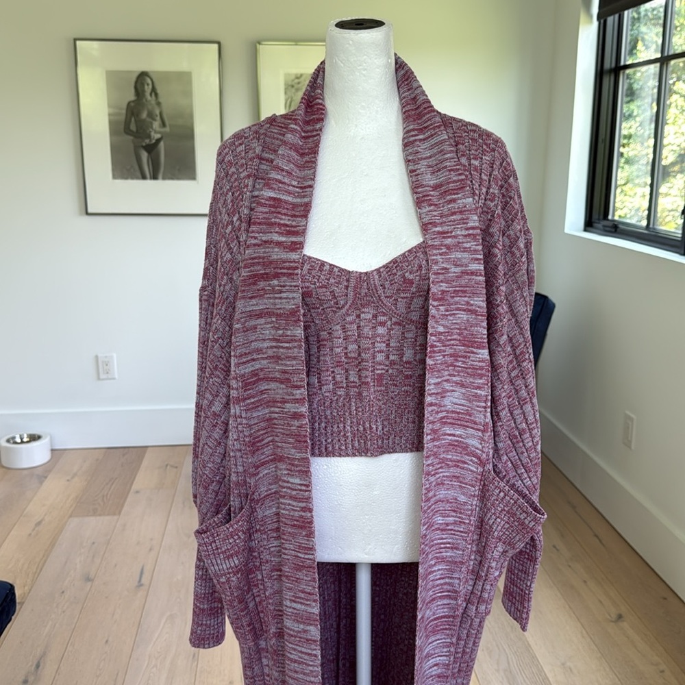 AFRM Pink and White Knit Sweater Set